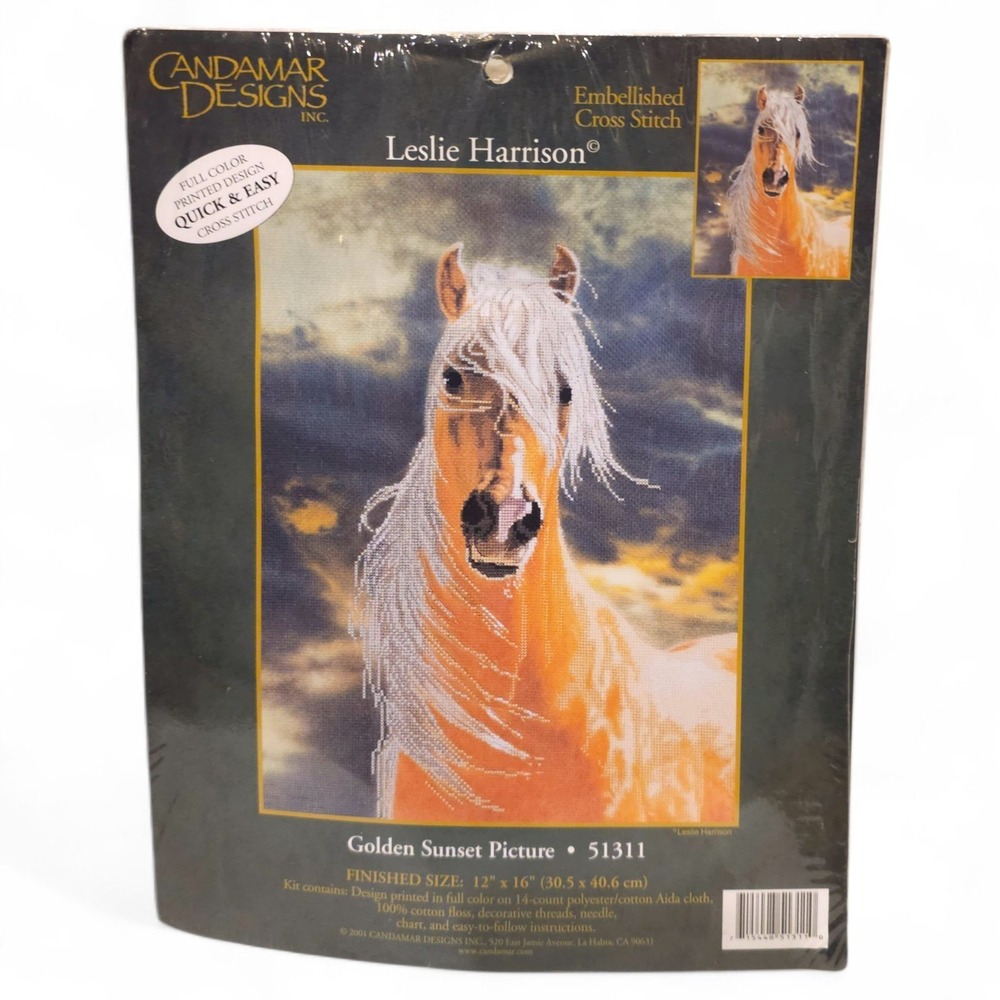 VTG Candamar Designs Leslie Harrison Golden Sunset Horse Cross Stitch Kit 51311